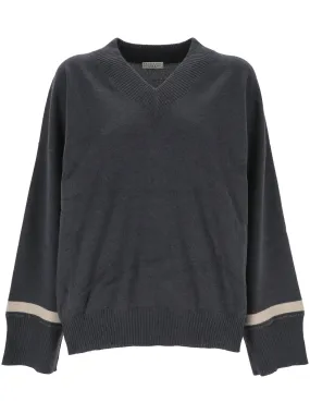 Prussian Blue Cashmere V-Neck Sweater
