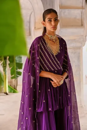 Purple Short Peplum Set