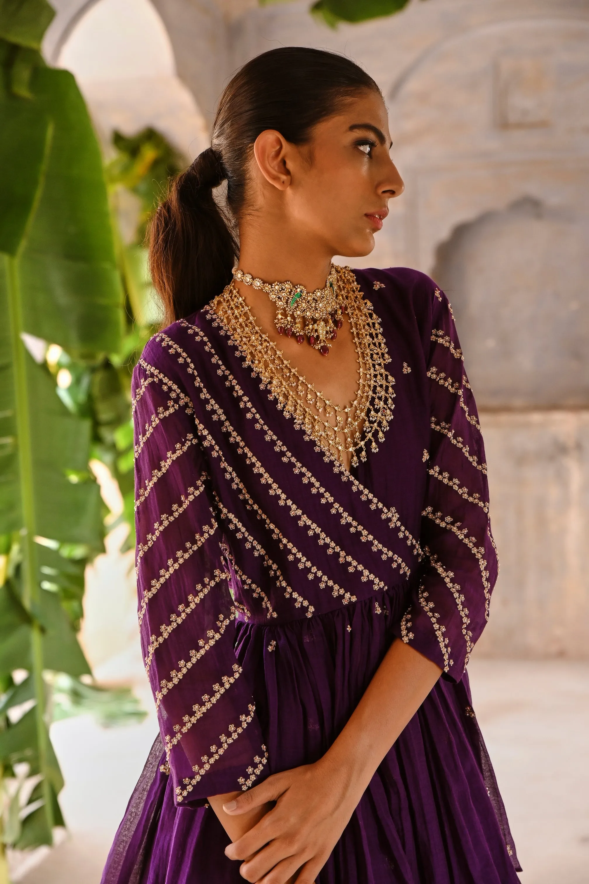 Purple Short Peplum Set