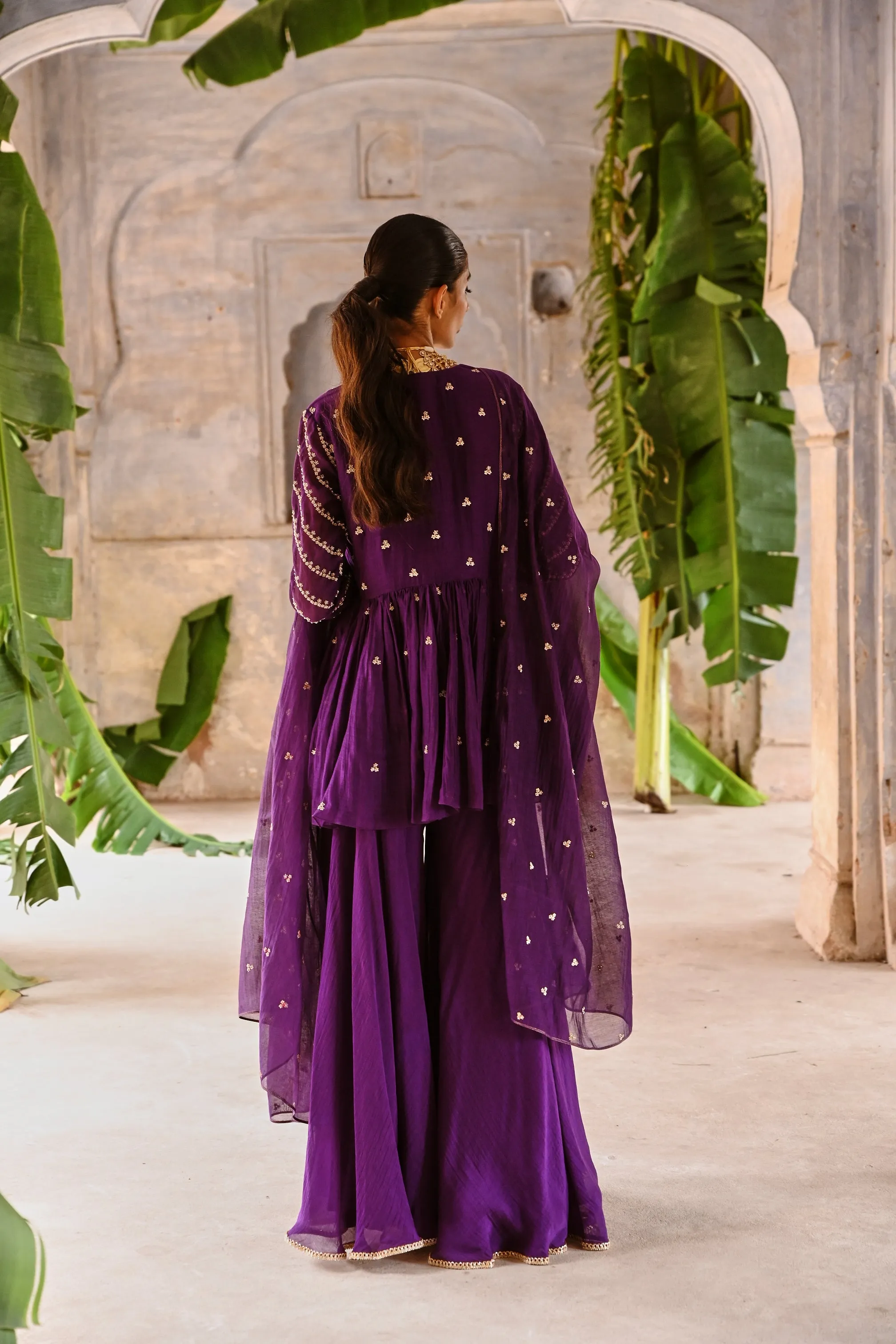 Purple Short Peplum Set
