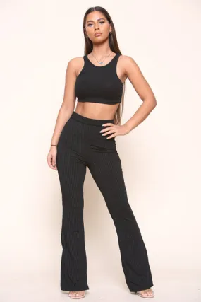 Ribbed Flare Trouser