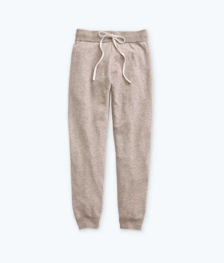 The Coziest Cashmere Blend Jogger - Toffee & White Sand
