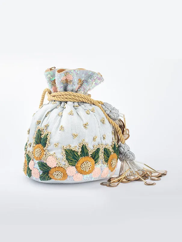 Threads and Knots Blue Potli Bag