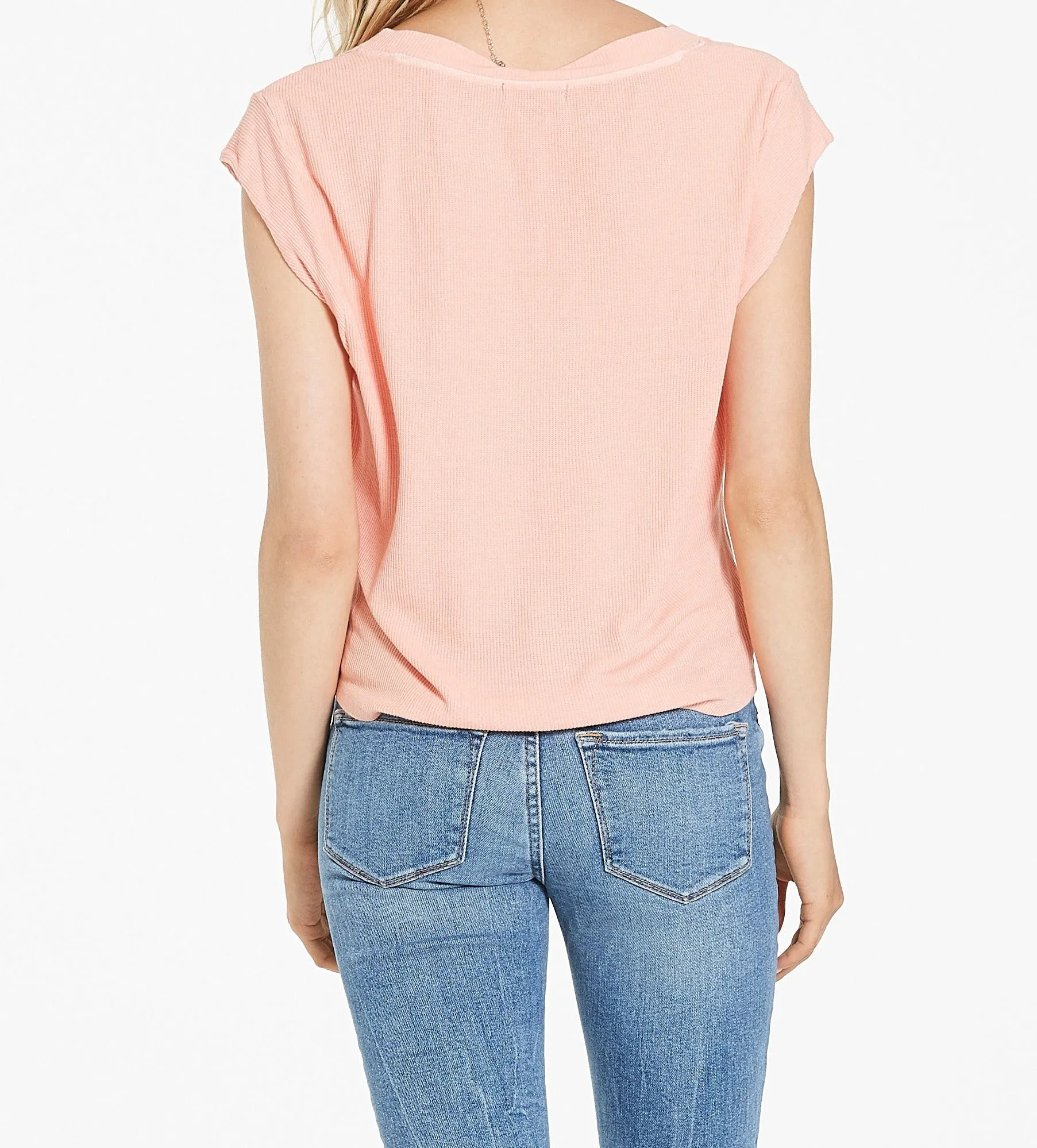 URI THERMAL V-NECK APRICOT BLUSH TOP