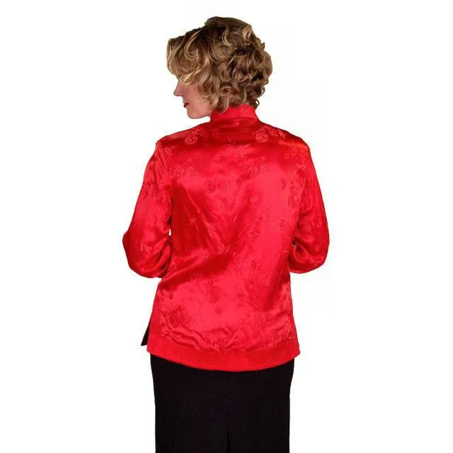 Vintage Ladies Reversible   Red Rayon Satin Damask Evening Jacket 1950S M-L