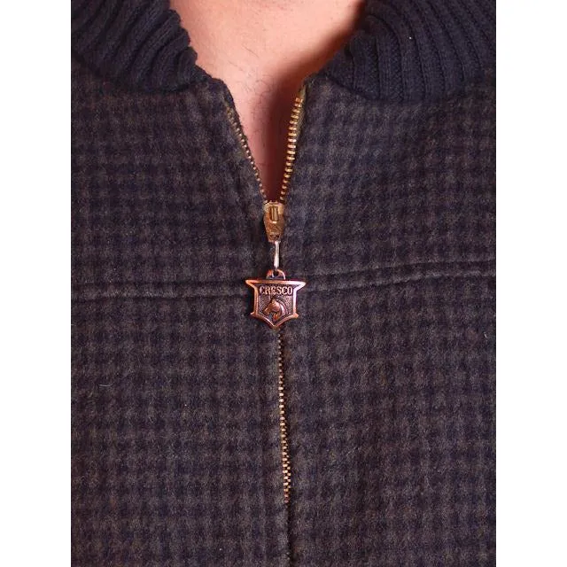 Vintage Mens Zip Jacket Cresco Wool  Houndstooth 1950S Sz 40