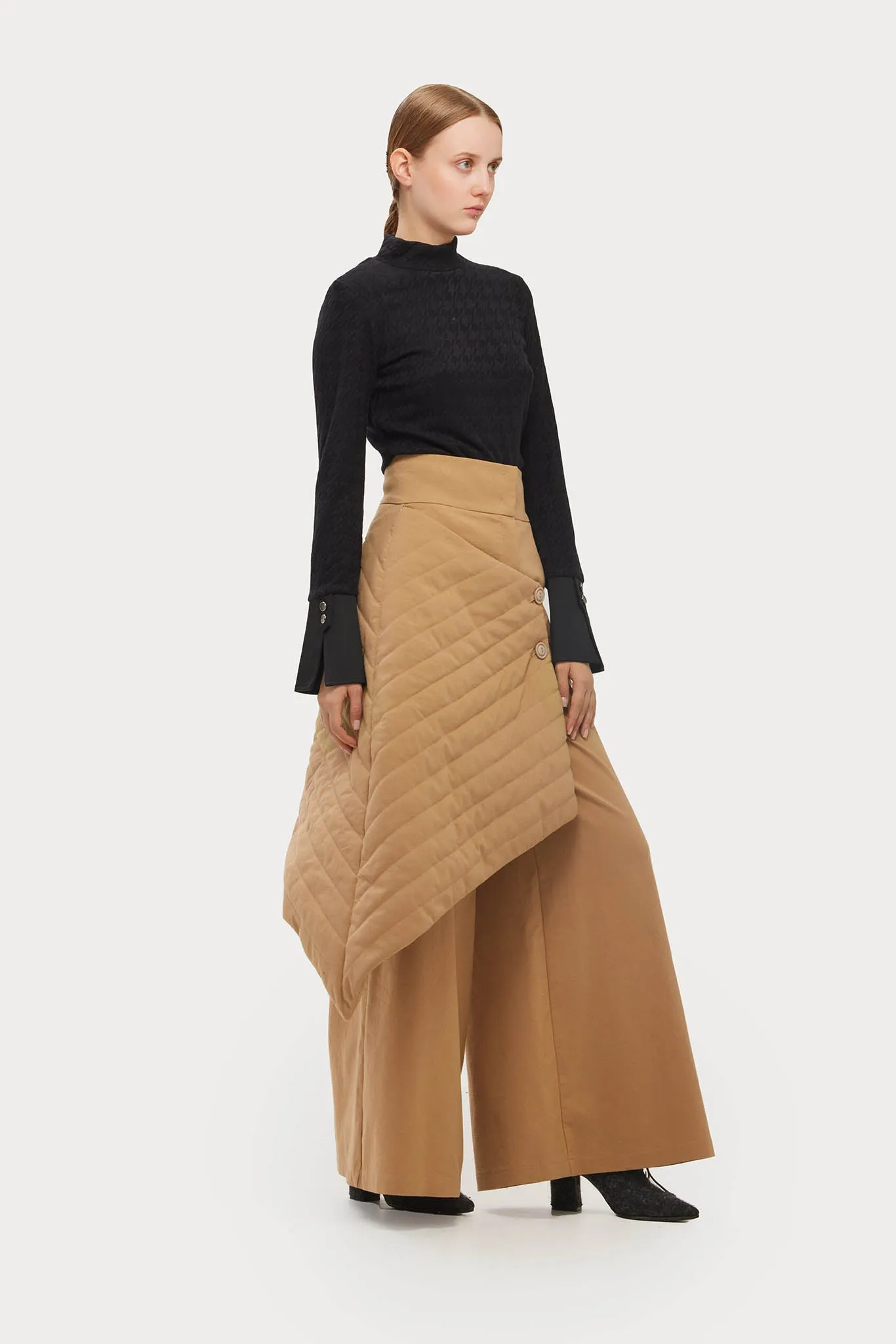Vintage Wool Blend Quilted Pants Camel