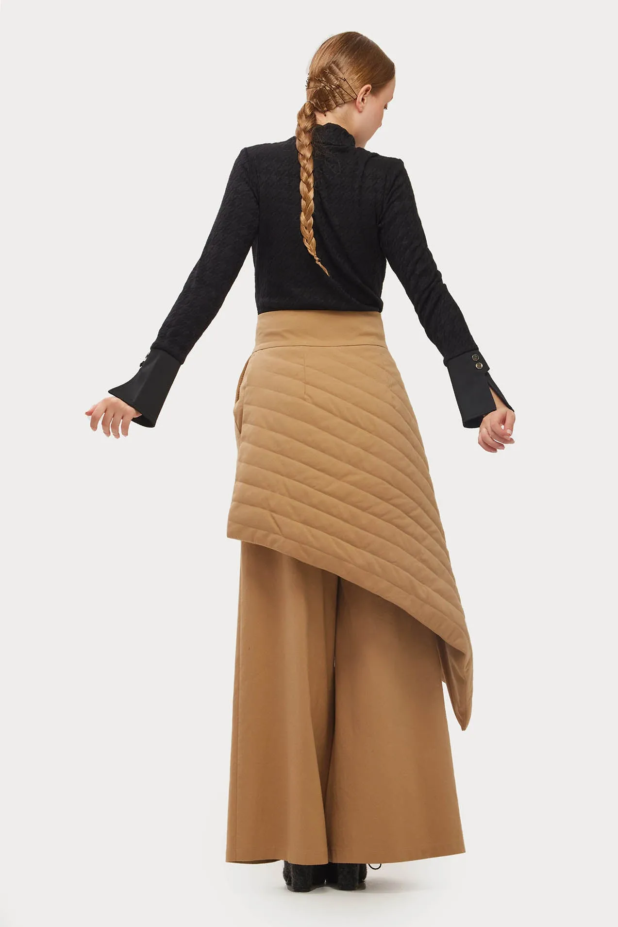 Vintage Wool Blend Quilted Pants Camel
