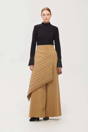Vintage Wool Blend Quilted Pants Camel