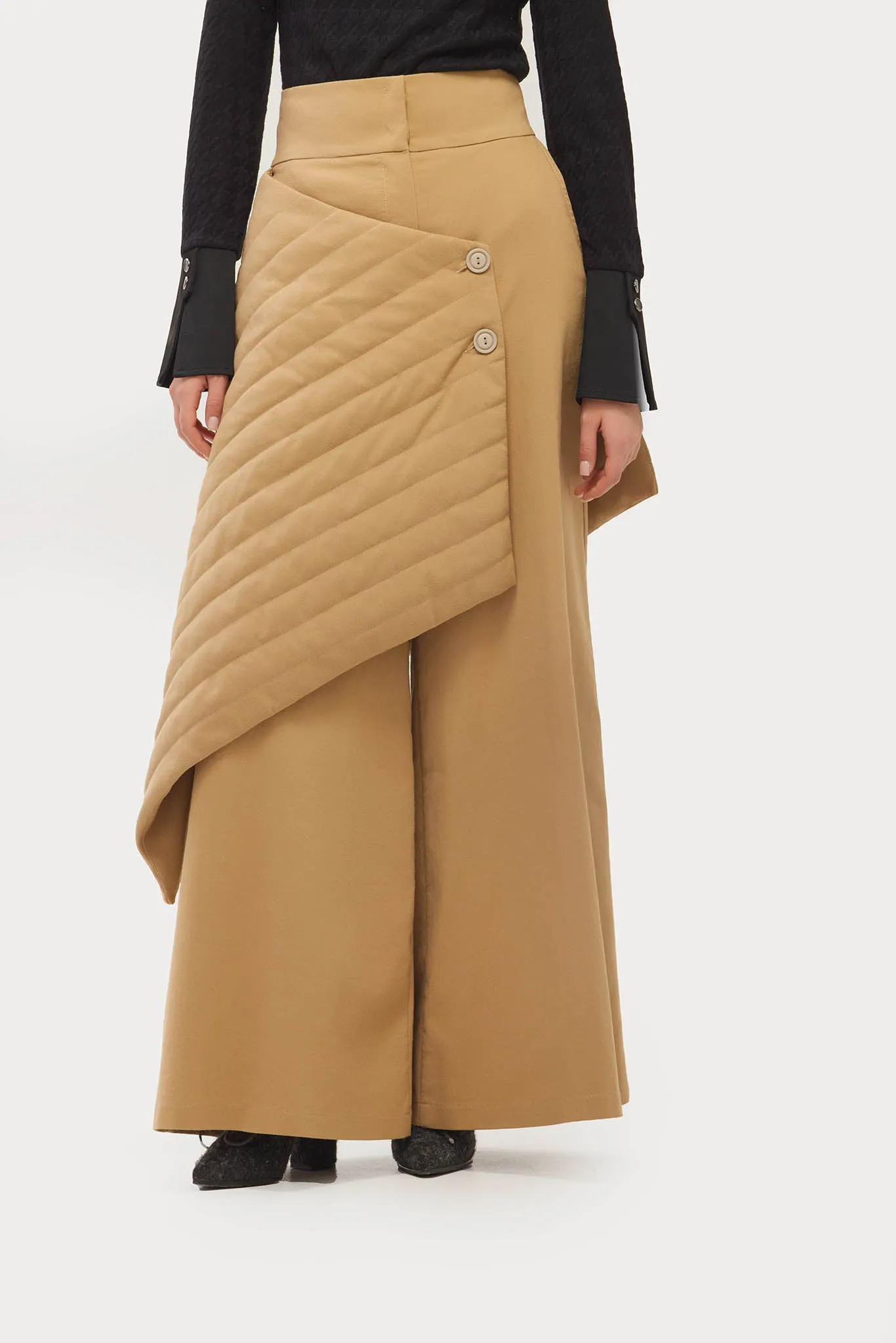 Vintage Wool Blend Quilted Pants Camel