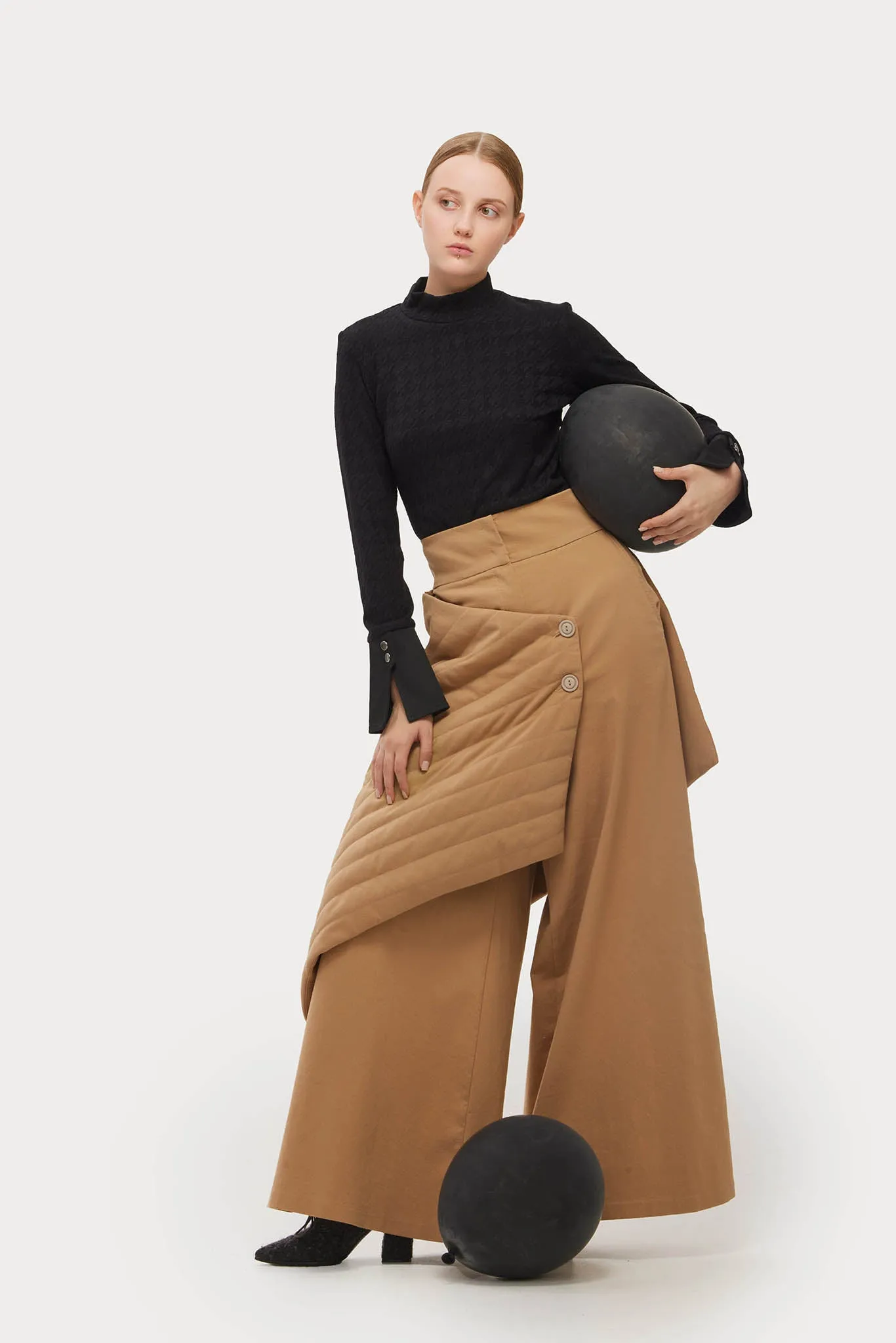 Vintage Wool Blend Quilted Pants Camel