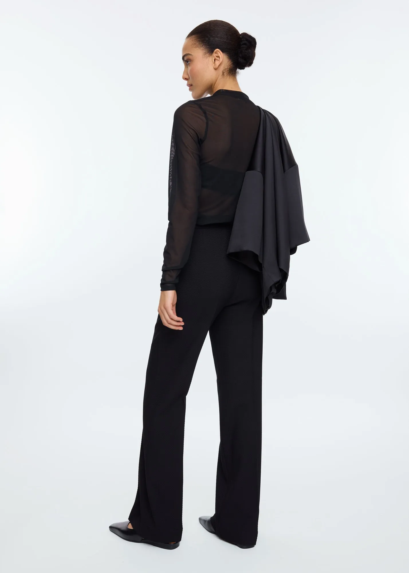 Waffle flared trousers