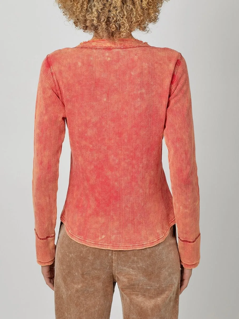 Washed Thermal Henley - Tomato