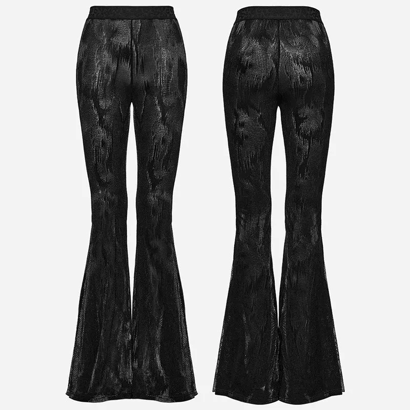 WK-445XCF black Gothic dark fringe flared trousers