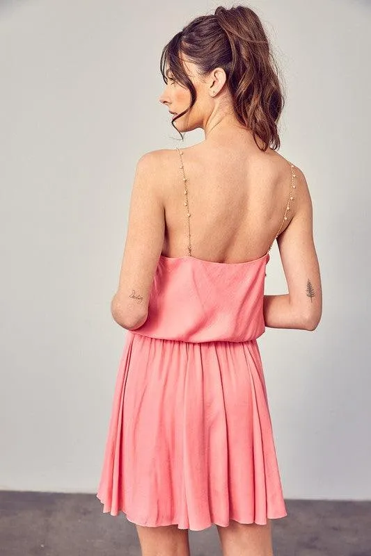 Womens Cowl Neck Beaded Strap Dress