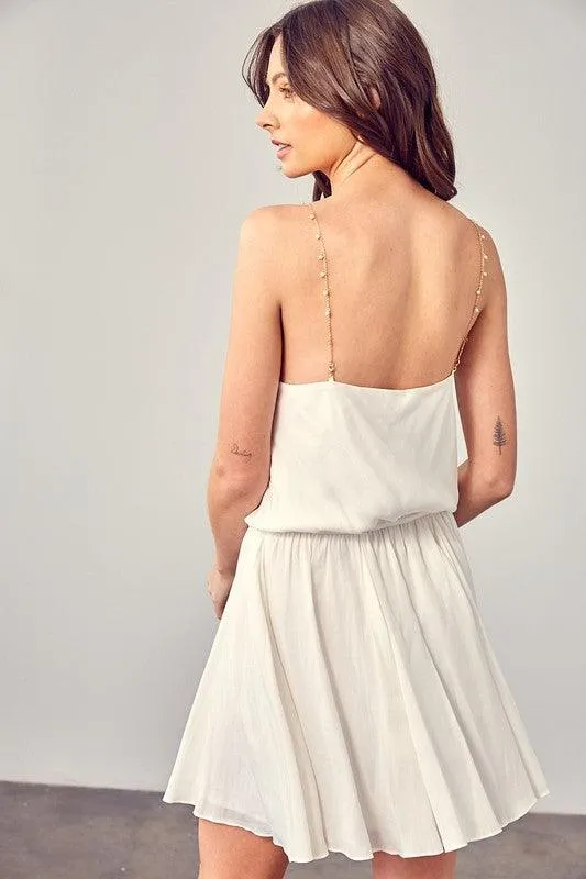 Womens Cowl Neck Beaded Strap Dress