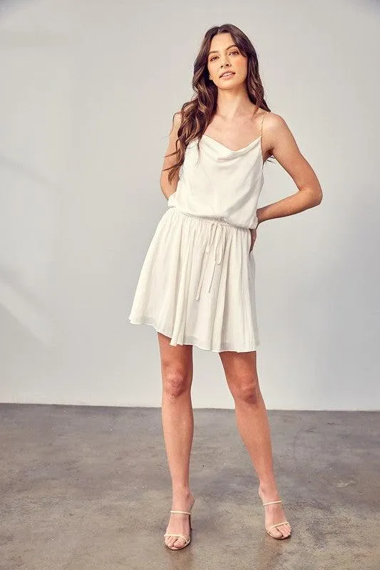 Womens Cowl Neck Beaded Strap Dress