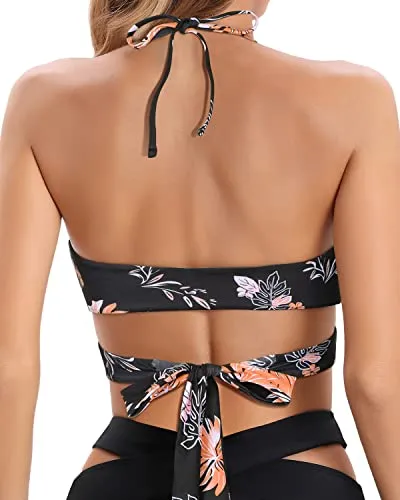 Women's Sexy Push Up Swimsuit Top Halter Criss Cross Bikini Top