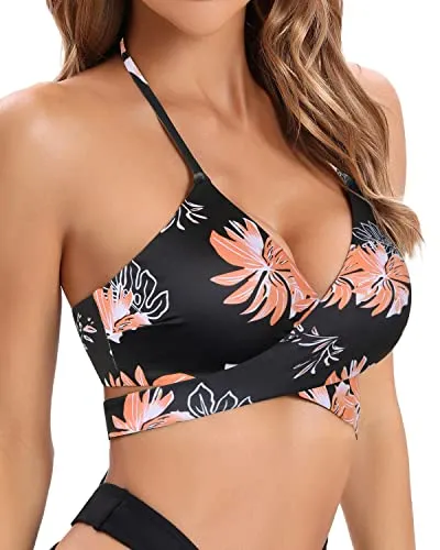 Women's Sexy Push Up Swimsuit Top Halter Criss Cross Bikini Top