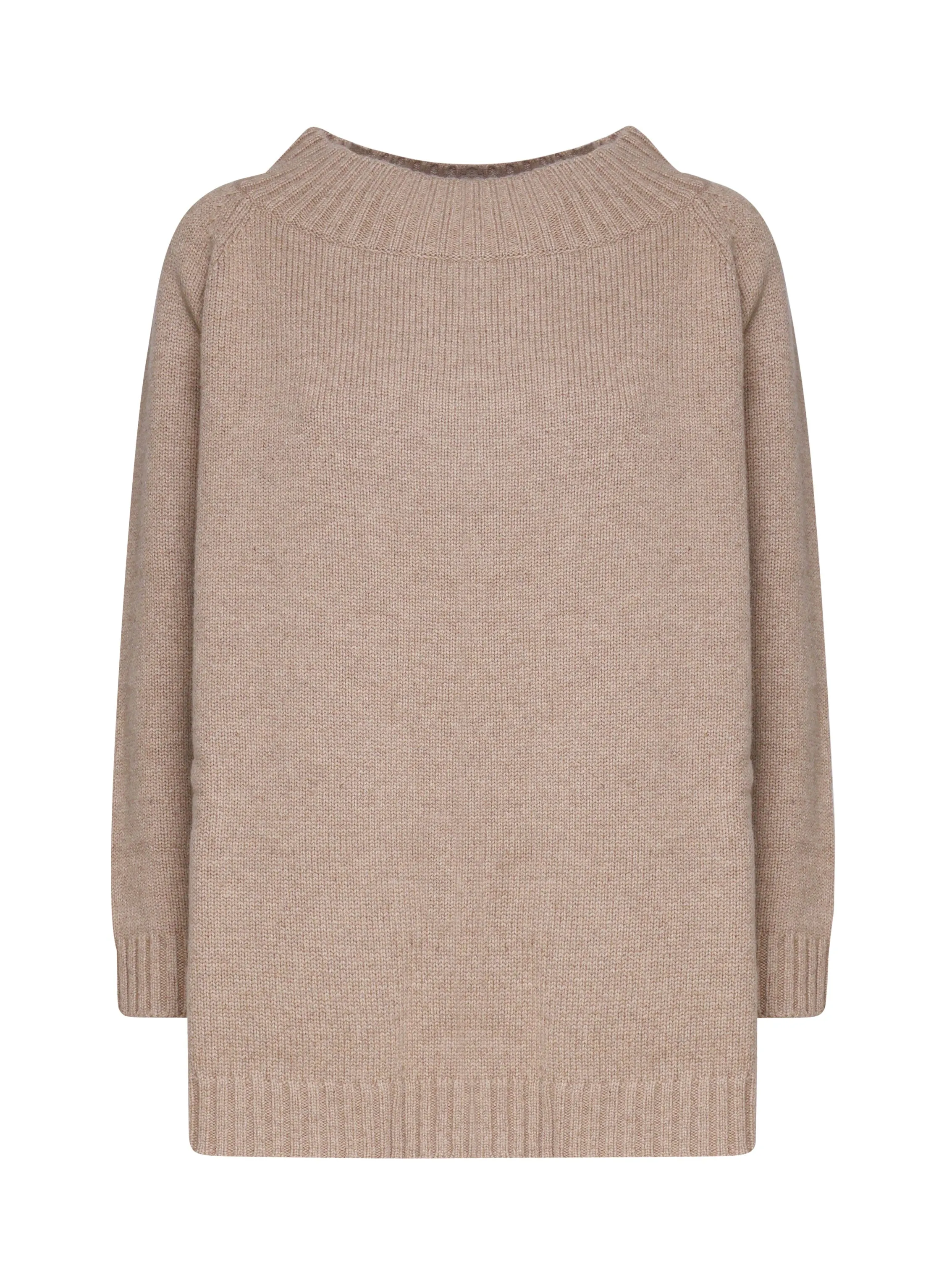 Wool and Cashmere Blend Round Collar Sweater