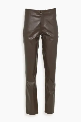 Wool and Coated Fabric Trouser in Moca/Chestnut